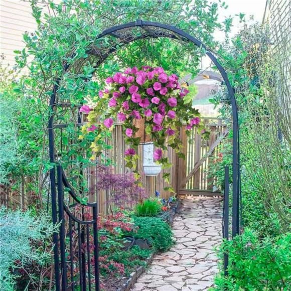 Artificial VineSilk Petunia Flowers,HangingPlant in Basket,Coconut Lining Basket - Picture 2 of 5